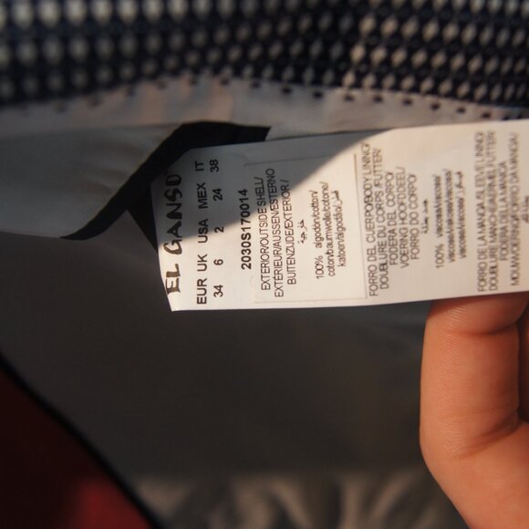 El Ganso Navy Cotton Houndstooth Blazer Size S Spanish Designer Jacket | Size S - Picture 7 of 7